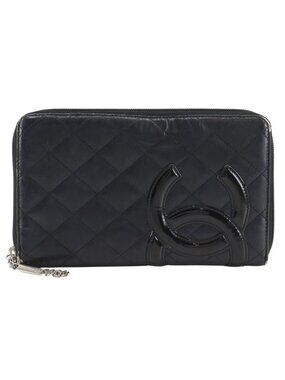 Chanel Cambon Line Patent Leather Black LadyLong Wallet